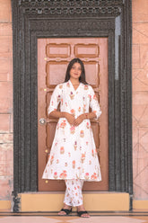 Arihantam White Meadow Cotton Kurta Set